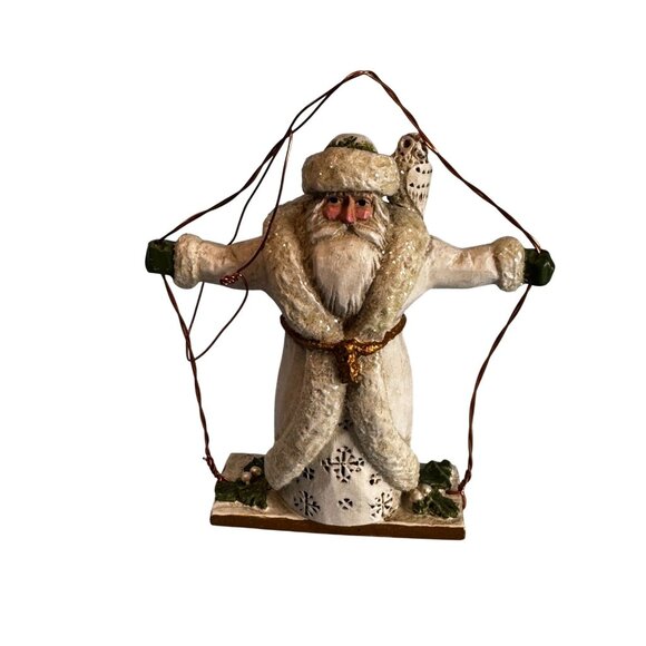 Pamela Schifferl Woodland Snowy Owl Santa Ornament 4½ Inches - Picture 2 of 6